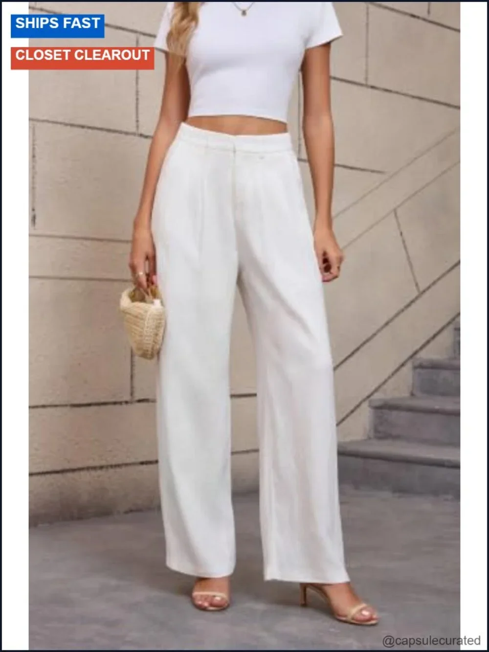 100% Linen Wide Leg Pants with Elastic Back Waist, Plus Size